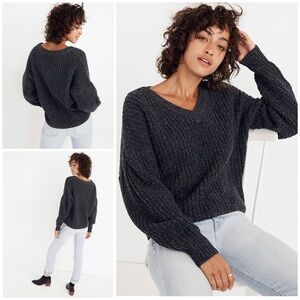 EUC Madewell Knit Pleat-Sleeve Pullover V Neck Sweater S​​​
